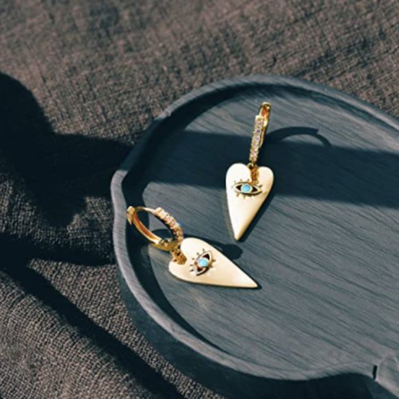 Evil Eye Huggie Hoop Earrings New - Picture 7 of 7